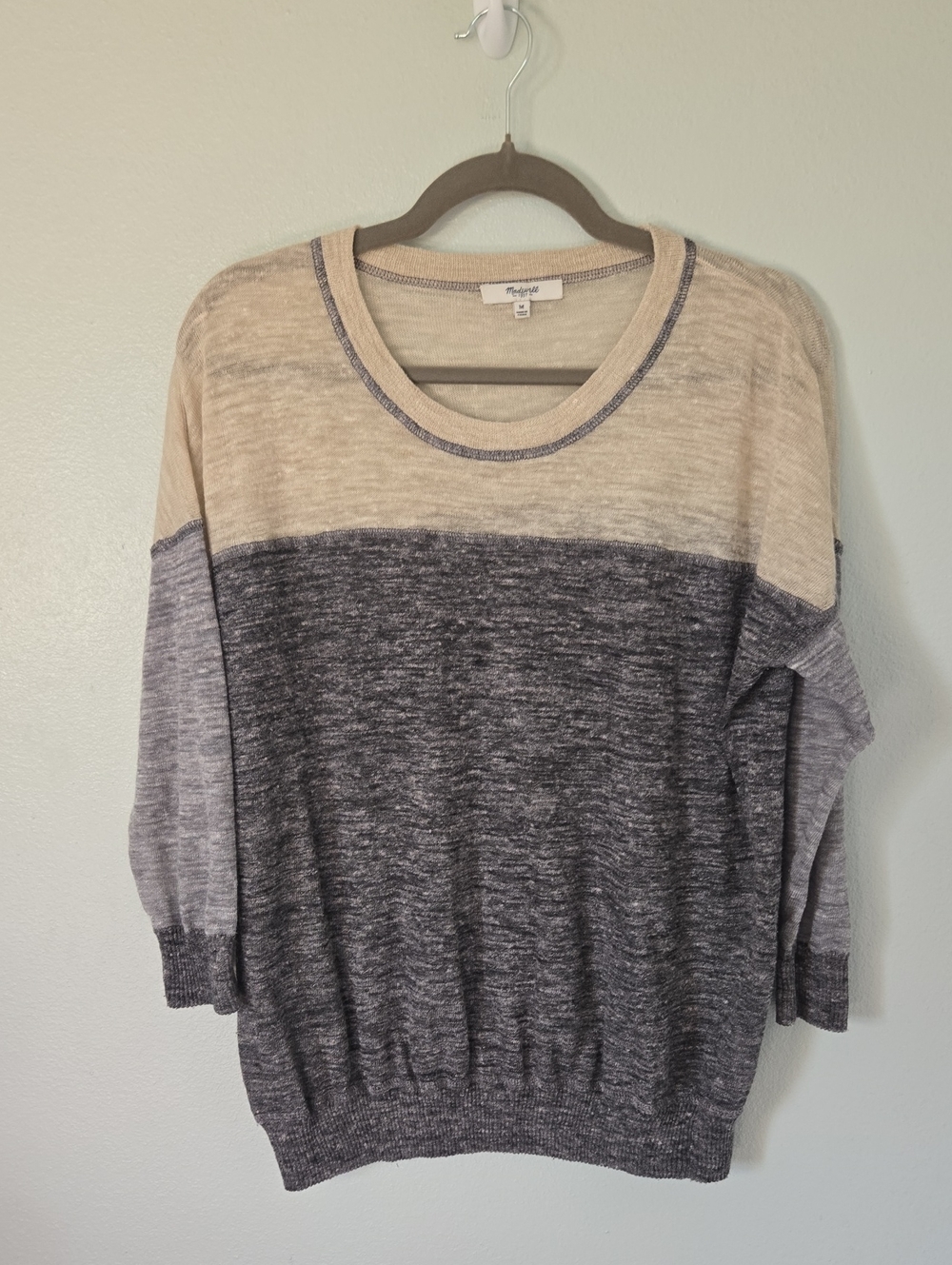 Madewell | Colorblock Linen Blend Lightweight Sweater Size Medium